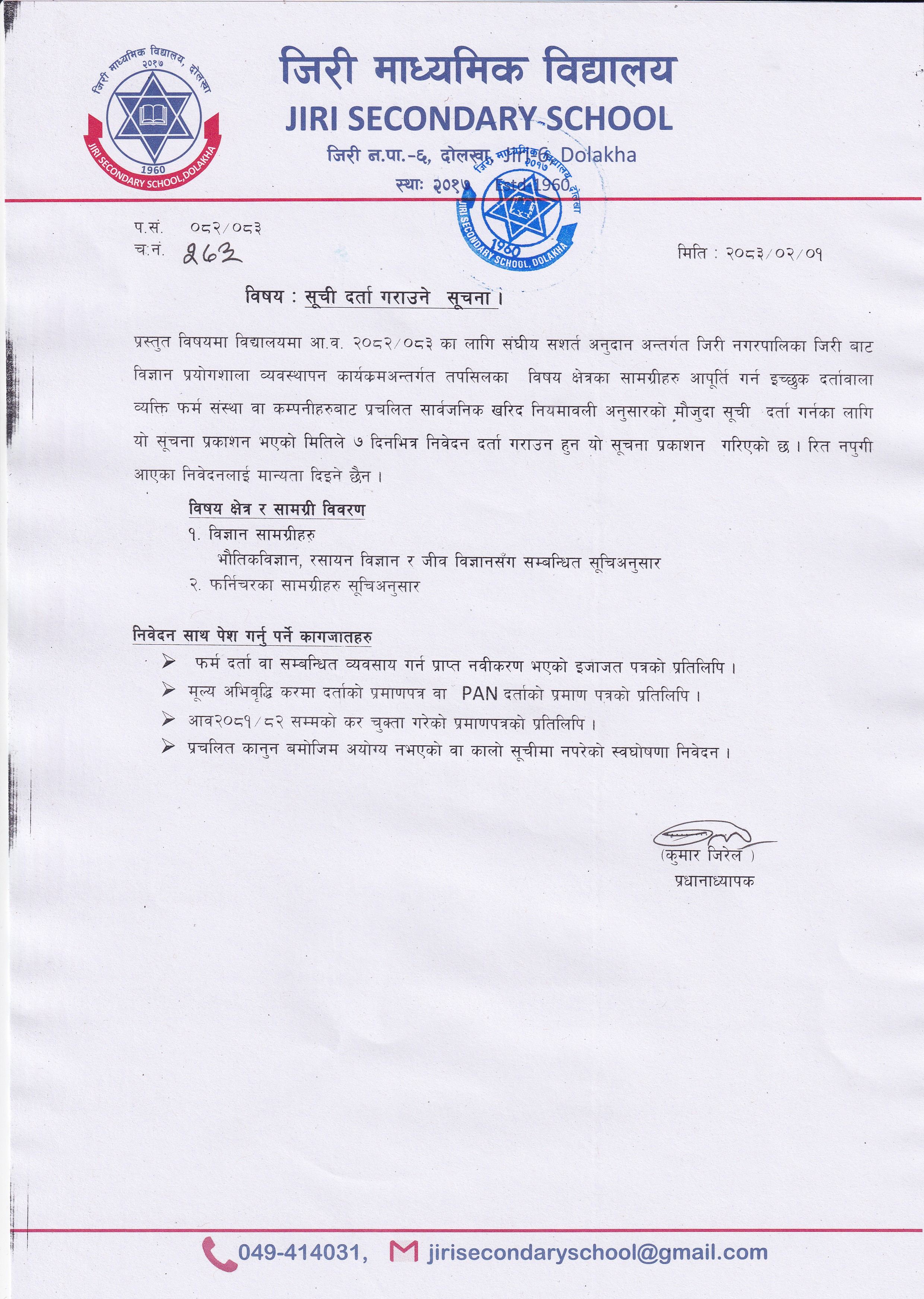 Regarding registration of list